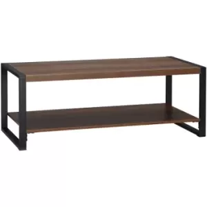 Industrial Coffee Table, Cocktail Table w/ Storage Shelf, Brown - Brown - Homcom