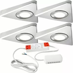 4x BRUSHED NICKEL Triangle Surface Under Cabinet Kitchen Light & Driver Kit - Warm White LED