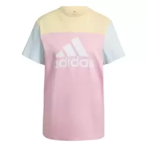 adidas Essentials Colorblock Logo T-Shirt Womens - True Pink / Almost Blue / Almo