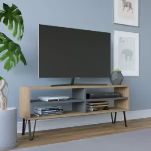 Farrar Modern tv Stand tv Unit tv Cabinet Multimedia Centre With Open Shelves- Oak / Anthracite - Oak / Anthracite - Decorotika