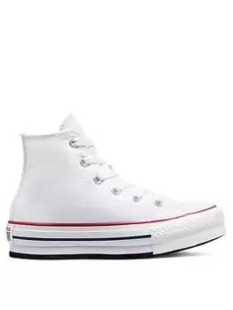 Converse Chuck Taylor All Star Hi Childrens Girls Eva Lift Canvas Platform Trainers -White, Size 10