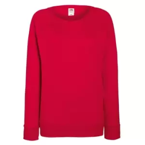 Fruit OF The Loom Ladies Fitted Lightweight Raglan Sweatshirt (240 GSM) (XS) (Red)