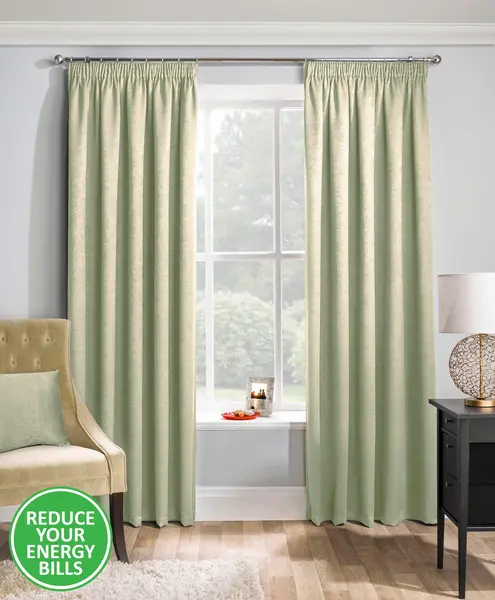 Enhanced Living Matrix - Tape Top Thermal Noise reducing Dim Out Curtains Light Green