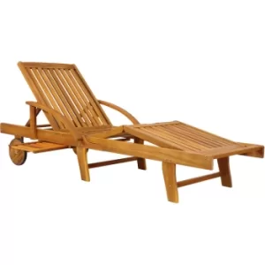 Wooden Sun Lounger Tami Sun Foldable Deck Chair Day Bed Outdoor Patio Solid Hardwood 200 x 60 cm