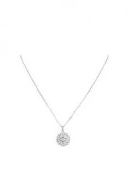 Simply Silver Sterling Silver Cubic Zirconia Fancy Round Necklace