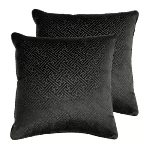 Paoletti Florence Polyester Filled Cushions Twin Pack Black