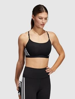 adidas Train 3 Stripe Bra (Light Support) - Black, Size S, Women