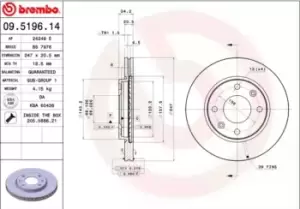 BREMBO Brake disc CITROEN 09.5196.11 1618864480,91517695,95661747 Brake rotor,Brake discs,Brake rotors E169003,1618864480,E169003