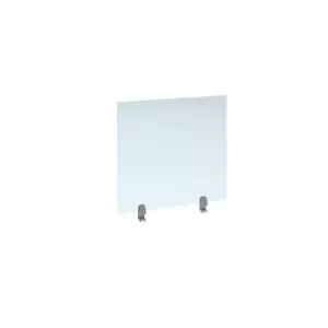 Straight high desktop acrylic screen with silver brackets 800mm x 700mm