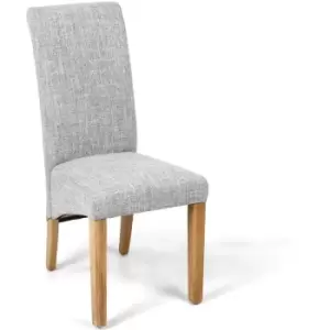 Shankar - Pair Of Karta Scroll Back Flax Effect Grey Weave Dining Room Chair