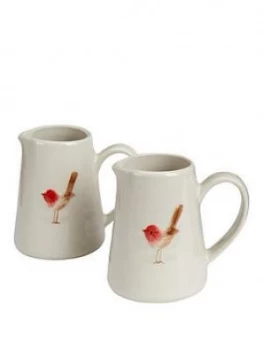 Gisela Graham Ceramic Christmas Robin Mini Mugs Set Of 2