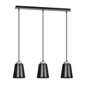 Bolero Black Bar Pendant Ceiling Light 3x E27