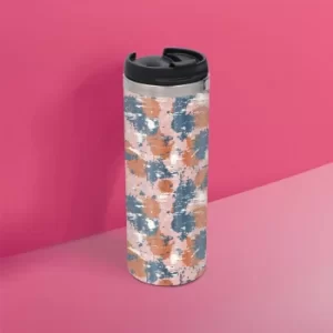 Pink Blue Camo Stainless Steel Travel Mug