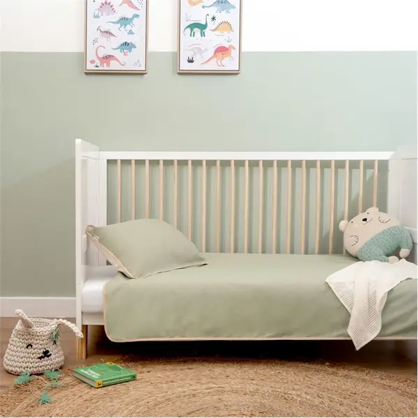 Clair De Lune Clair de Lune Organic Cot Bed Duvet Set One Size Sage/Cream 83841690000