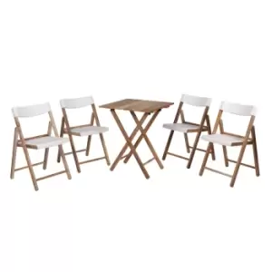 Tramontina Teak Wood 5 Pcs. Folding Bistro Set - White