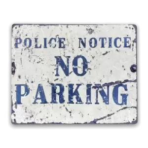 Police Notice No Parking Vintage Metal Sign