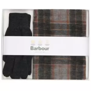 Barbour Mens Tartan Scarf and Glove Gift Set Greystone One Size