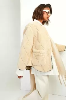 Onion Quilt Faux Fur Teddy Jacket