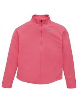 Nike Girls Run Long Sleeve Half Zip Top - Pink, Size L, Women