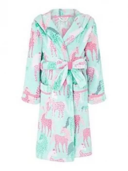 Monsoon Girls Sustainable Unicorn Print Chunky Robe - Pink