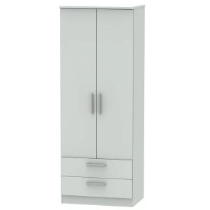 Robert Dyas Fourisse Ready Assembled Tall 2-Door Wardrobe with Drawers -Grey