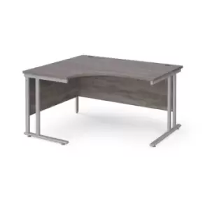 Office Desk Left Hand Corner Desk 1400mm Grey Oak Top With Silver Frame 1200mm Depth Maestro 25 MC14ELSGO