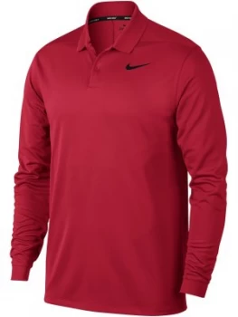 Mens Nike Long Sleeve Victory Polo Red