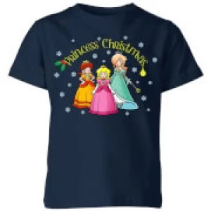 Nintendo Super Mario Princess Christmas Kid's T-Shirt - Navy - 11-12 Years