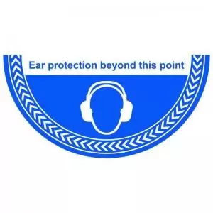 Ear Protection Beyond This Point Floor Graphic adheres to most smooth