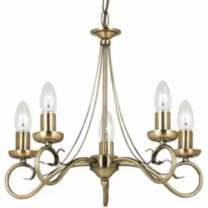 Loops - Hanging Flush Ceiling Pendant 5 Light antique brass Chandelier Multi Lamp Holder