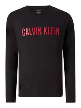 Calvin Klein Logo Long Sleeved Lounge Top - Black Size M Men