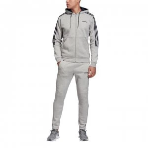 adidas Mens Full Zip 3-Stripes Tracksuit - MedGrey/Navy