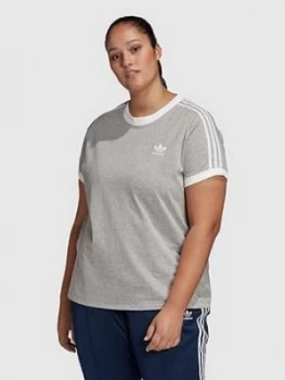 adidas Originals 3 Stripe Tee - Medium Grey Heather, Size 1X, Women