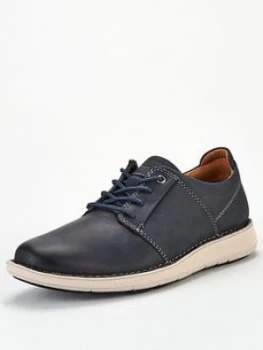 Clarks Un Larvik Leather Shoes - Navy, Size 7, Men