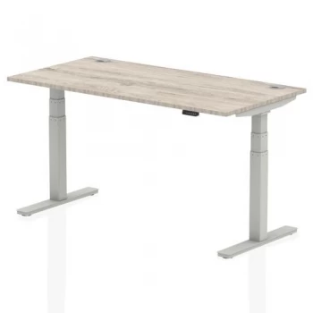 Trexus Sit Stand Desk With Cable Ports Silver Legs 1600x800mm Grey Oak