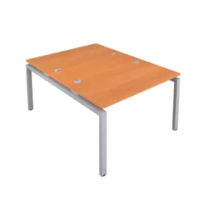 Telescopic Sliding 2 Person Beech Bench with Cable Port - 1200 X 800 - Silver Frame