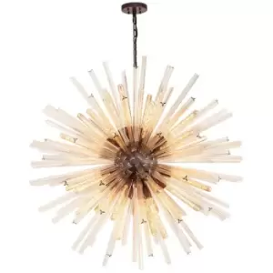 Luminosa 32 Light E27, Round Pendant Brown Oxide , Champagne Glass