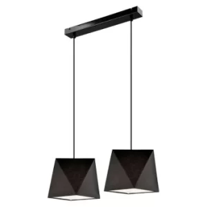 Carla Bar Pendant Ceiling Light, Fabric Shade Black, 2x E27