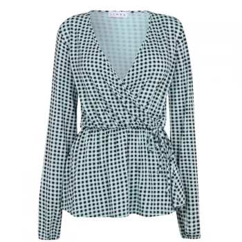 Linea Mock Tie Top Ladies - Gingham