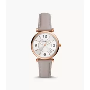 Fossil Womens Carlie Three-Hand Date Eco Leather Watch - Gray