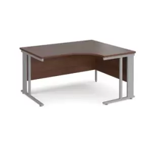 Office Desk Right Hand Corner Desk 1400mm Walnut Top With Silver Frame 1200mm Depth Maestro 25 MCM14ERSW