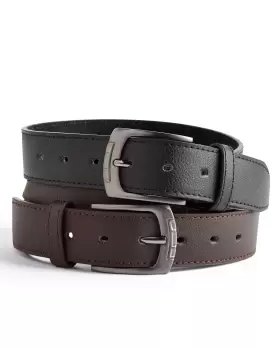 Cotton Traders Mens 2 Pack Leather Lined Belt in Multi