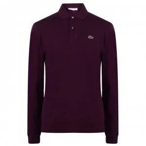 Lacoste Long Sleeve Embroidered Polo Shirt - Burgundy FY5