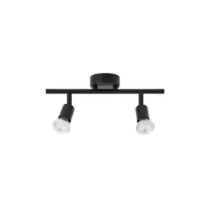 Fargo 2 Light Twin Ceiling Spotlight Satin Black Metal LED GU10 2x5W - Merano