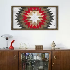 TAH014 Brown Grey White Red Decorative Framed MDF Painting