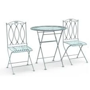 Charles Bentley Wrought Iron Bistro Set Sage Green