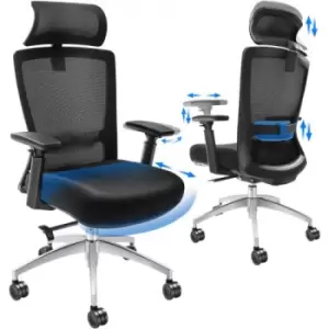 VEVOR Ergonomic Office Chair with Slide Seat, Desk Chair with Mesh Seat, Angle and Height Adjustable Home Office Chair with Back and Lumbar Support, S