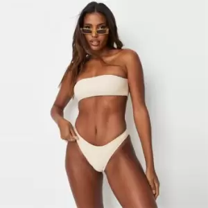 Missguided High Leg Boomerang Bikini Brief - Cream