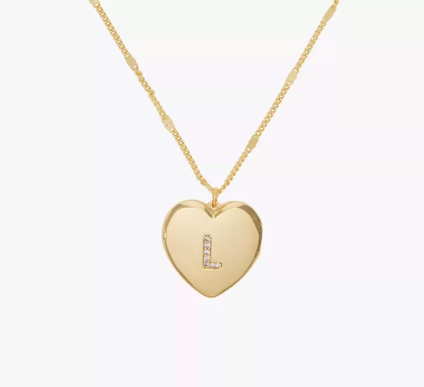 L Heart Letter Locket Necklace