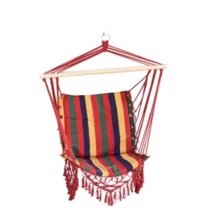 Outsunny Hammock Chair Swing Colourful Striped Seat Porch Indoor Outdoor Hanging